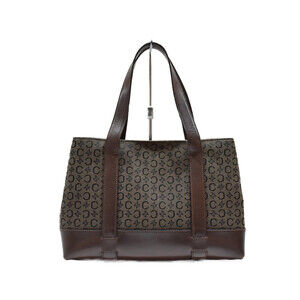 CELINE handbag brown canvas leather everyday bag